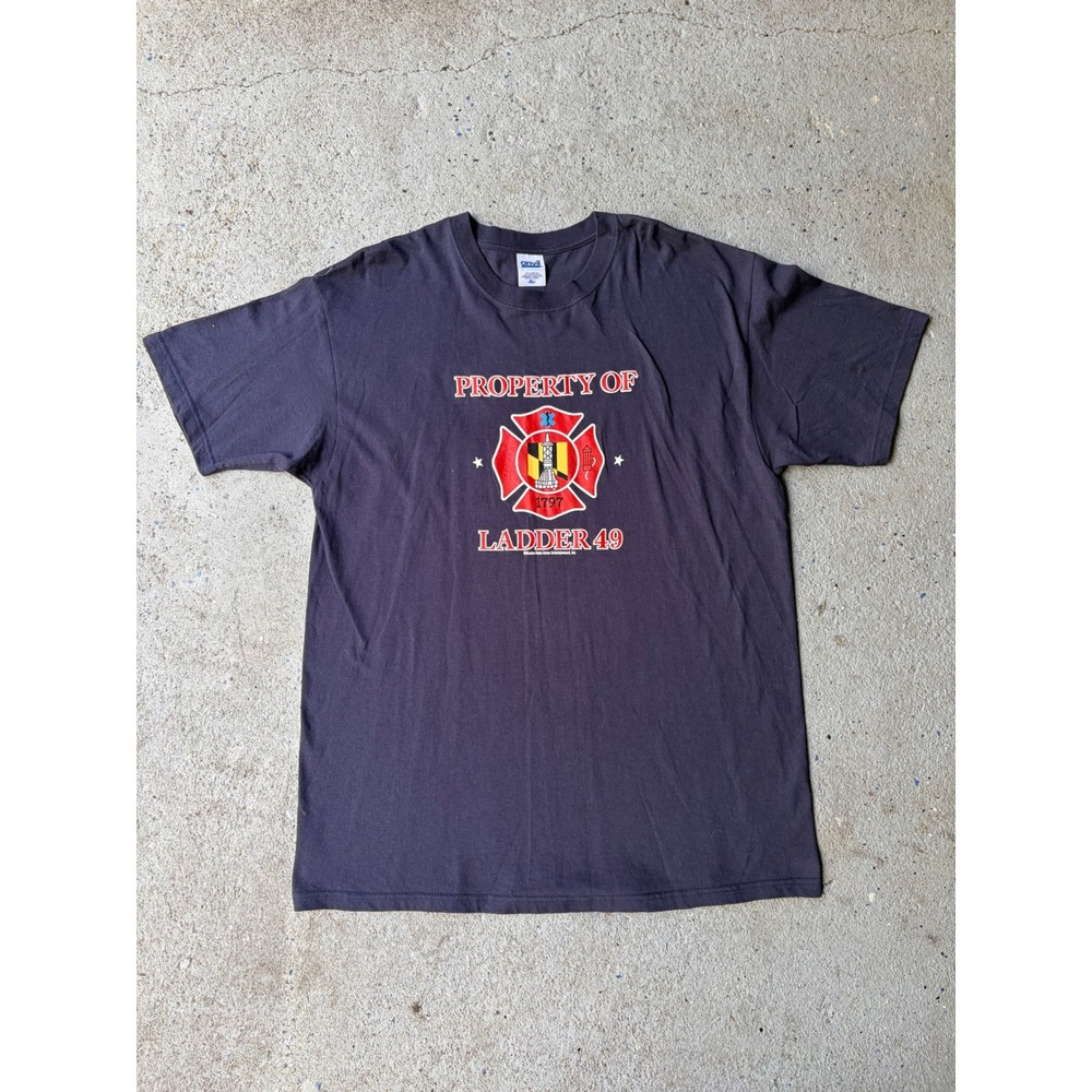 Anvil Mens Ladder 49 Movie Promo T-Shirt Navy Blue Graphic Tee XL Firefighter
